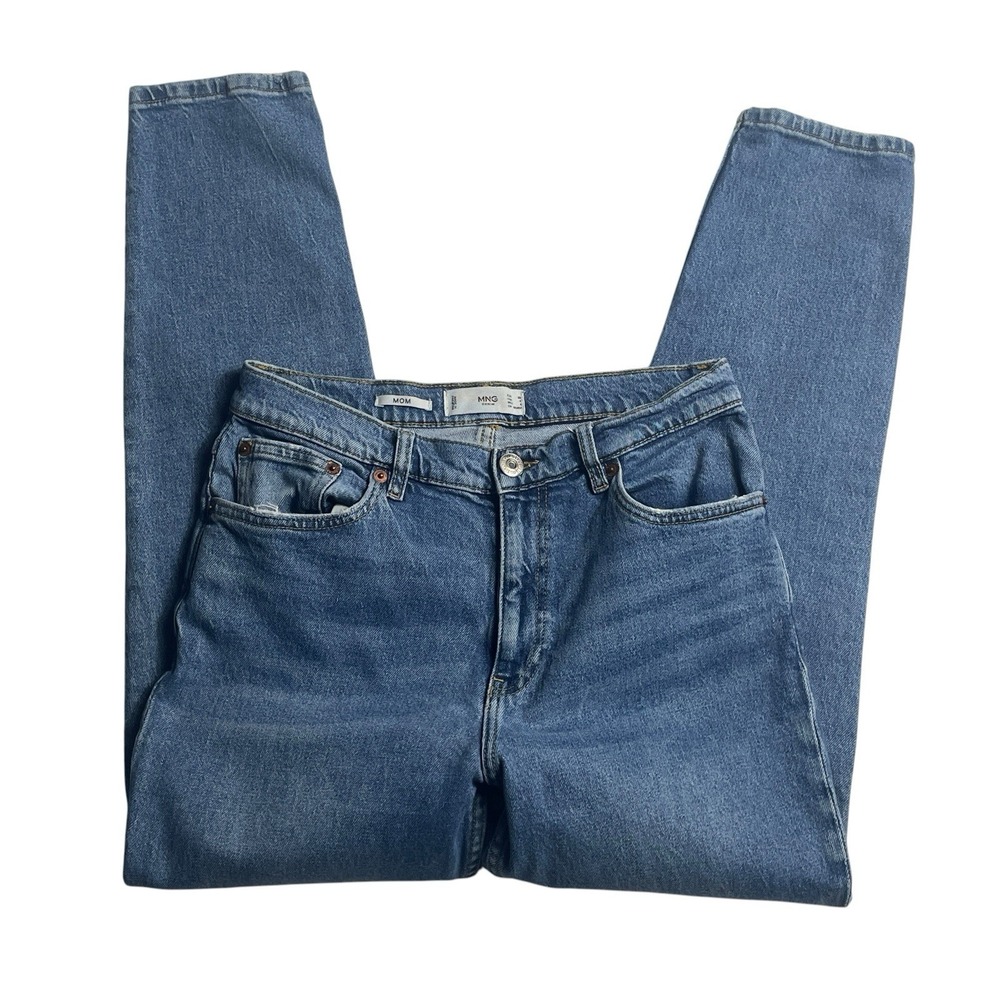 Mango MNG High Rise Mom Jeans Women's 6 Medium Wash 90s Vintage Straight Taper